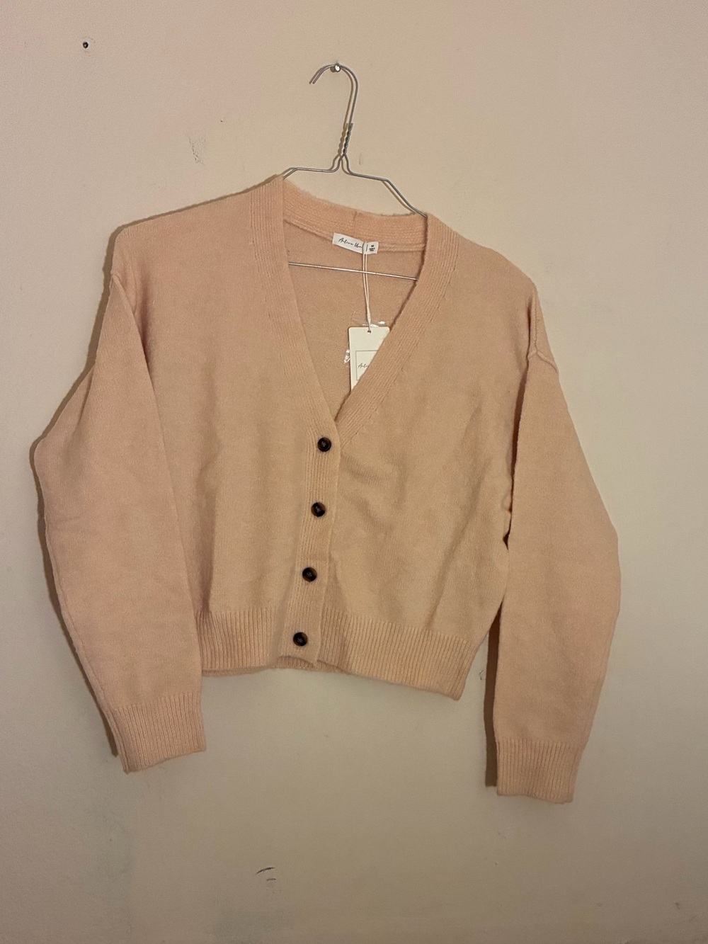 Waffle Knit Cropped Cardigan Sweater